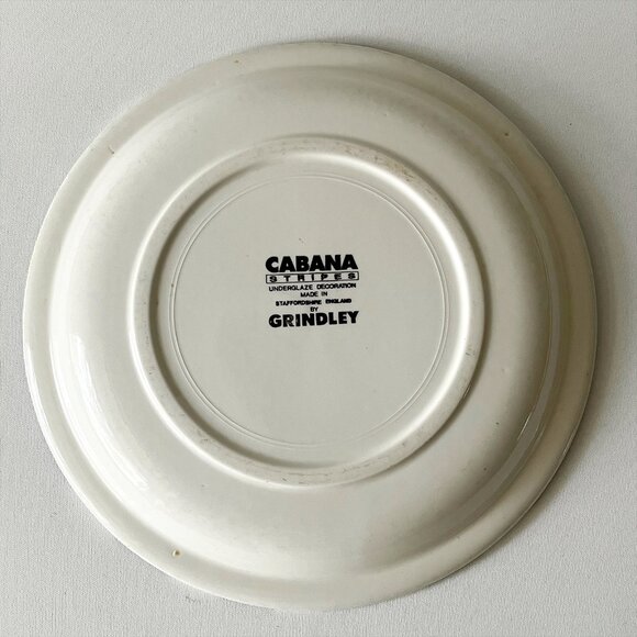 Grindley Cabana Stripes Blue & White Plate Bowl Set of 6 Staffordshire England - Picture 8 of 9